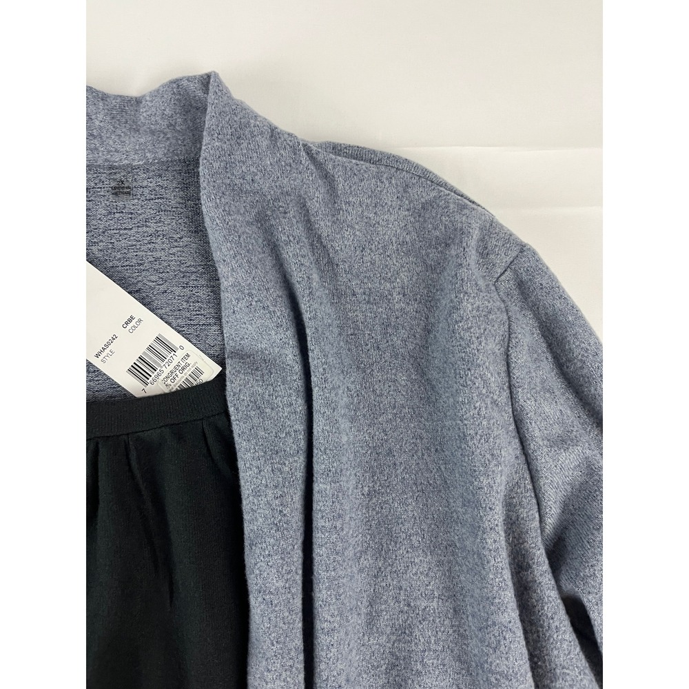 NY Collection Women's 2X Blue Heathered Open Front Cardigan with Black Tank Top‎